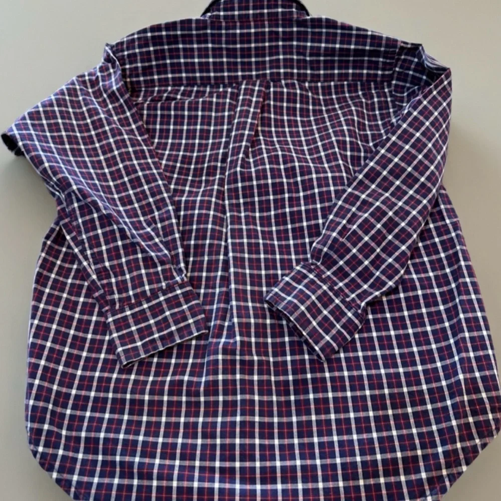 Polo Ralph Lauren Boys Classic Plaid Button Down Long Sleeve Shirt Navy/Red Sz 5